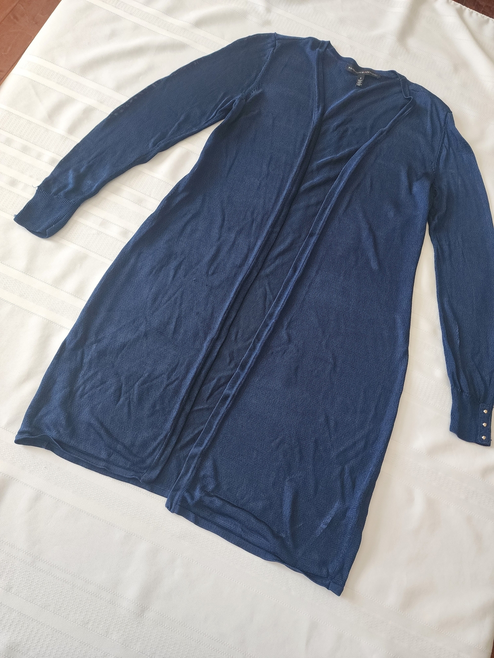 White House Black Market Navy Long Open-Front Cardigan